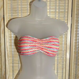 PINK Victoria's Secret Pastel Chevron Stripes Lace Bandeau Small S 2013